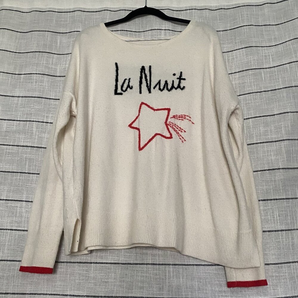 LOFT Cream Sweater with Red Star and Black La Nuit XL